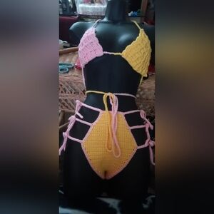 Pink & Yellow Crochet Bikini Set